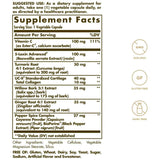 Tabla nutricional del suplemento Solgar No. 7 Advanced Joint Support Complex 105 cápsulas