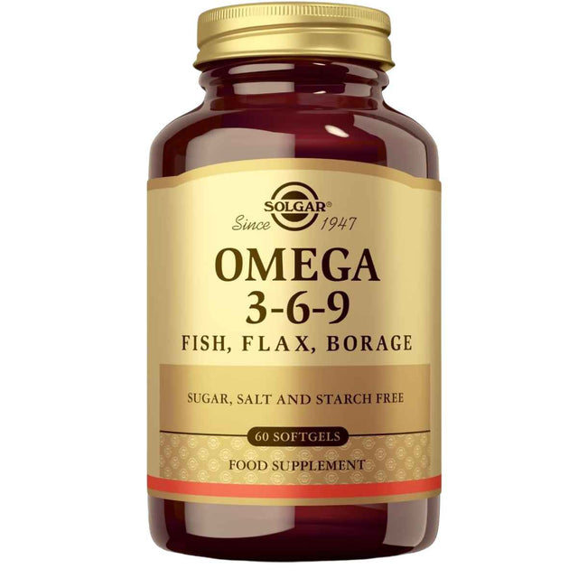 Frasco de Solgar Omega 3-6-9 de 60 cápsulas blandas