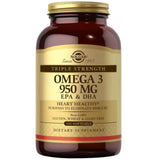 Frasco de Solgar Omega 3 EPA y DHA 950 mg, presentación de 100 cápsulas blandas