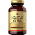 Frasco de suplemento Solgar Picolinato de Cromo 200 mcg 180 cápsulas vegetales