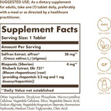 Tabla nutricional del suplemento Solgar Ruibarbo Siberiano y Azafrán 30 tabletas