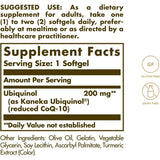 Tabla nutricional del suplemento Solgar Ubiquinol 200 mg 30 cápsulas blandas