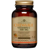 Frasco de suplemento Solgar Vitamina C Masticable sabor Naranja 90 tabletas masticables