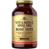 Frasco de suplemento Solgar Vitamina C con Rosa Mosqueta 1000 mg 250 tabletas