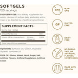 Tabla nutricional del suplemento Solgar Vitamina D3 250 mcg 120 cápsulas blandas
