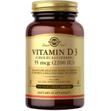 Solgar vitamina D3 55 mcg / 2200 IU en frasco de 100 cápsulas vegetales