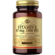 Frasco de suplemento Solgar Vitamina E d-Alfa Tocoferol y Tocoferoles Mixtos 100 cápsulas blandas