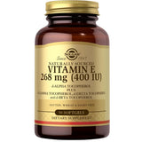 Frasco de suplemento Solgar Vitamina E Natural 268 mg 50 cápsulas blandas