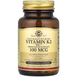 Frasco de suplemento Solgar Vitamina K2 MK-7 100 mcg 50 cápsulas vegetales