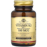 Frasco de suplemento Solgar Vitamina K2 MK-7 100 mcg 50 cápsulas vegetales