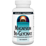 Frasco frontal de Source Naturals bisglicinato de magnesio, 120 tabletas