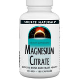 Frasco de suplemento Source Naturals Citrato de Magnesio 133 mg 180 cápsulas