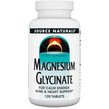 Frasco de suplemento Source Naturals Glicinato de Magnesio 200 mg 120 tabletas