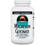 Frasco de suplemento Source Naturals Glicinato de Magnesio 200 mg 180 tabletas