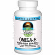 Frasco frontal de Source Naturals Omega 3 Vegano EPA-DHA con 30 cápsulas blandas veganas