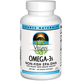 Frasco frontal de Source Naturals Omega 3 Vegano EPA-DHA con 90 cápsulas blandas veganas