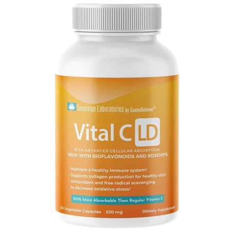Frasco de suplemento Sovereign Laboratories Vital C-LD 120 cápsulas