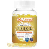 Frasco frontal de Spoonful Mini Omega 3, presentación de 120 cápsulas blandas