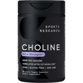 Sports Research colina extra fuerte en frasco de 60 cápsulas