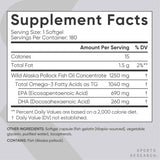 Etiqueta de Sports Research Omega-3 de Alaska con 180 porciones por envase
