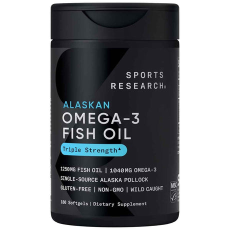 Frasco de Sports Research Omega-3 de Alaska de 180 cápsulas blandas