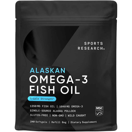 Bolsa de recarga de Sports Research Omega-3 de Alaska de 240 cápsulas blandas