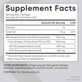Etiqueta de Sports Research Omega-3 de Alaska con 240 porciones por envase
