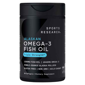 Frasco de Sports Research Omega-3 de Alaska de 30 cápsulas blandas