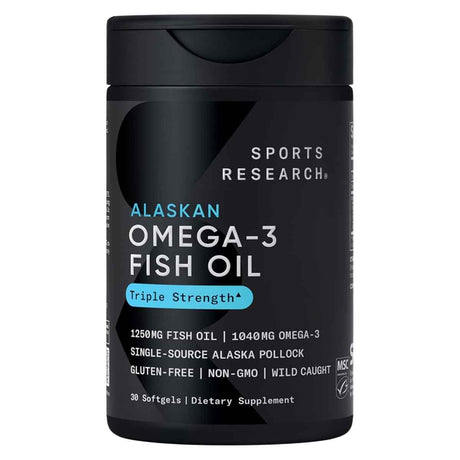 Frasco de Sports Research Omega-3 de Alaska de 30 cápsulas blandas
