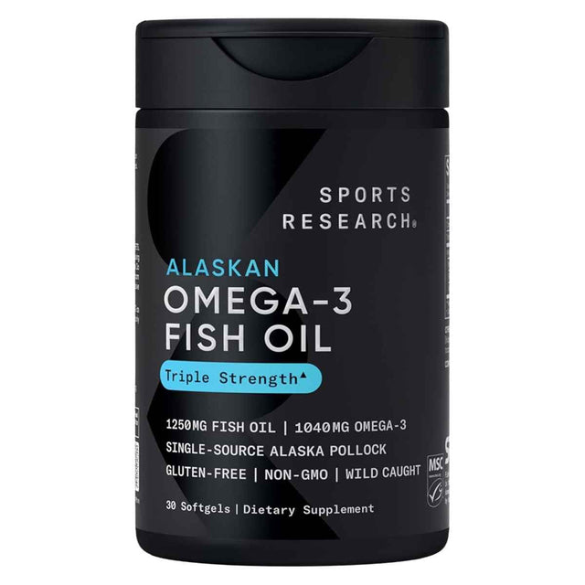Frasco de Sports Research Omega-3 de Alaska de 30 cápsulas blandas