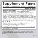Tabla nutricional del suplemento Sports Research Probióticos Mujer 30 cápsulas