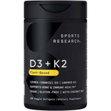 Frasco de suplemento Sports Research Vitamina D3 + K2 120 cápsulas blandas