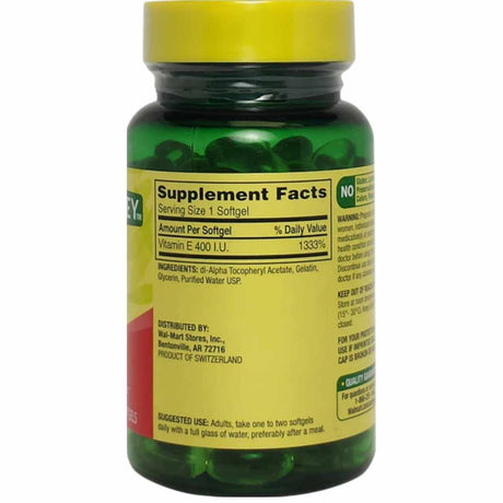 Detalles de Spring Valley Vitamina E - Suplemento antioxidante de 400 IU por cápsula, 100 unidades.