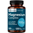 Frasco frontal de Sunergetic complejo de magnesio con citrato y óxido, 500 mg por cápsula, 120 cápsulas