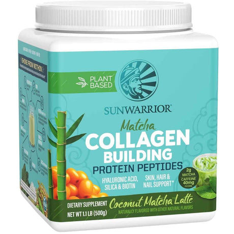 Sunwarrior Collagen Building Protein Peptides sabor Matcha coco, presentación de 500 g
