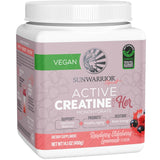 Frasco de suplemento Sunwarrior Creatina para Mujeres sabor Limonada de Frambuesa y Saúco 400g