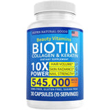 Frasco de suplemento Super Natural Goods Biotina, Colágeno y Queratina 5000 mcg 30 cápsulas