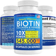 Frasco de suplemento Super Natural Goods Biotina, Colágeno y Queratina 5000 mcg 60 cápsulas