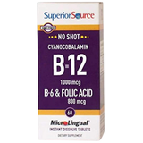 Frasco de suplemento Superior Source Cianocobalamina B-12 1000 mcg 60 tabletas