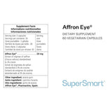 Tabla nutricional del suplemento SuperSmart Affron Eye 60 cápsulas