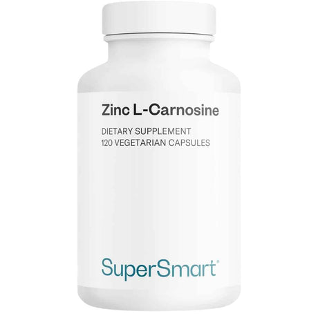Frasco de suplemento SuperSmart Zinc L-Carnosine 75 mg 120 cápsulas