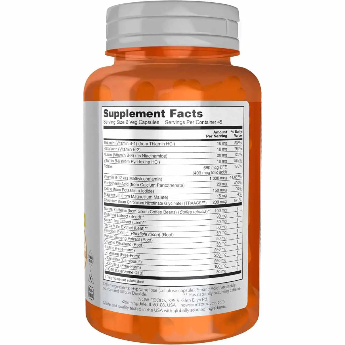 Suplemento Complejo Energético NOW Foods - con vitaminas B y adaptógenos para apoyo energético”