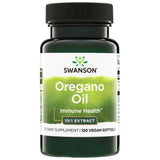 Frasco de Swanson Aceite de Orégano 150 mg con 120 cápsulas blandas veganas para apoyo inmunológico.