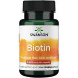 Frasco de suplemento Swanson Biotina 5000 mcg 100 cápsulas