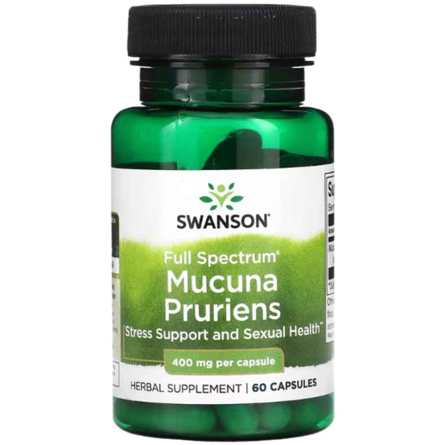 Frasco de suplemento Swanson Full Spectrum Mucuna Pruriens 60 cápsulas