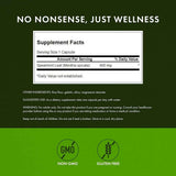 Tabla nutricional del suplemento Swanson Hoja de Hierbabuena (Spearmint) 400 mg - 60 Cápsulas