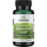 Frasco de suplemento Swanson Hoja de Hierbabuena (Spearmint) 400 mg - 60 Cápsulas