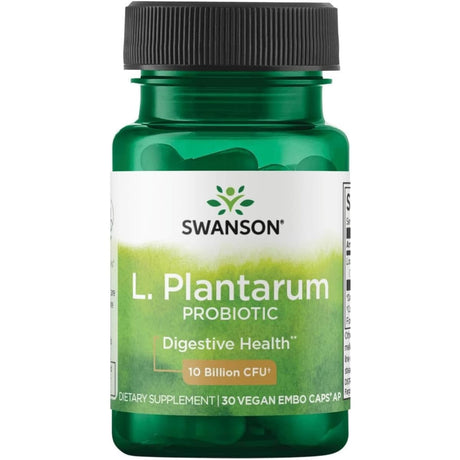 Frasco de suplemento Swanson Lactobacillus plantarum 30 cápsulas veganas AP