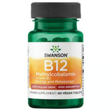 Frasco de suplemento Swanson Metilcobalamina 5000 mcg 60 tabletas veganas