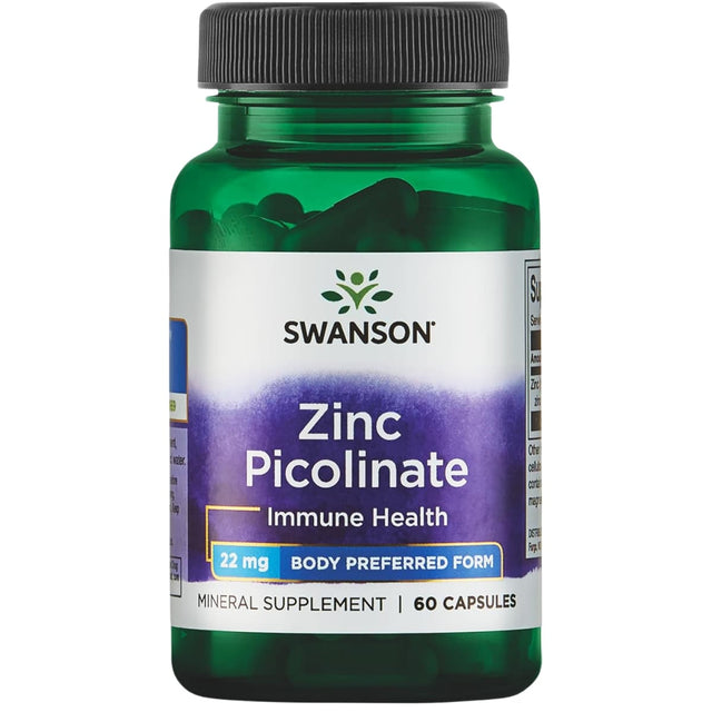 Frasco de suplemento Swanson Picolinato de Zinc 60 cápsulas